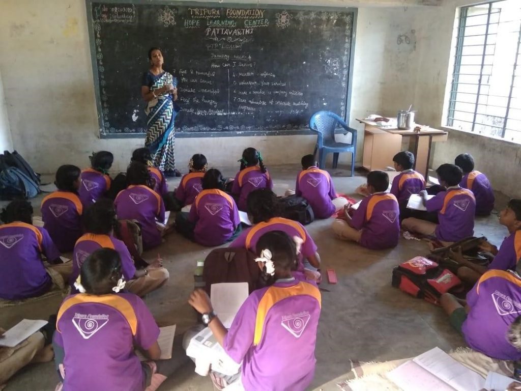 Mrs. Kavitha teaching at the hope station