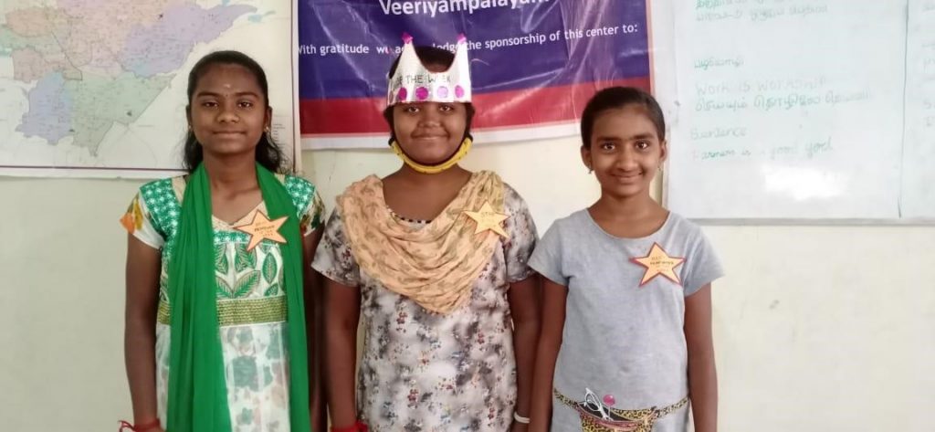 Hope Student Yazhini with her friends at the Hope Station.